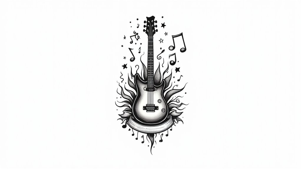 vintage guitar tattoo ideas