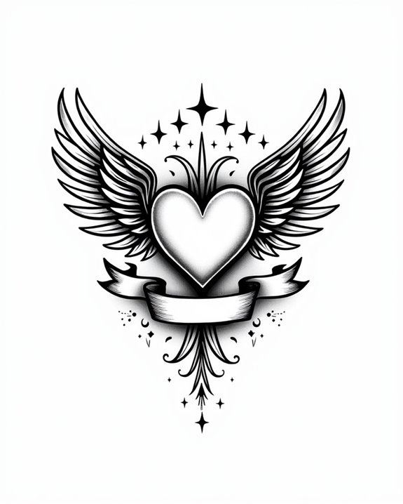 vintage heart wings stars