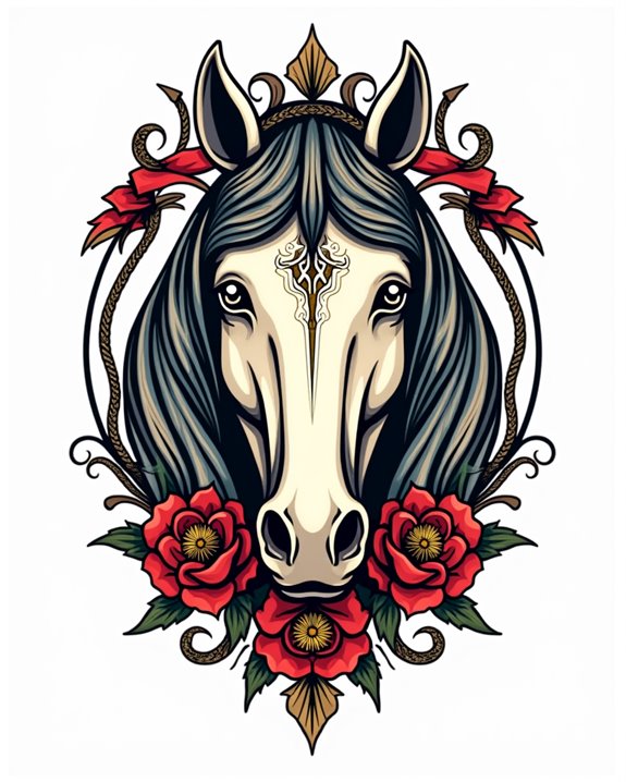vintage horse warrior tattoo