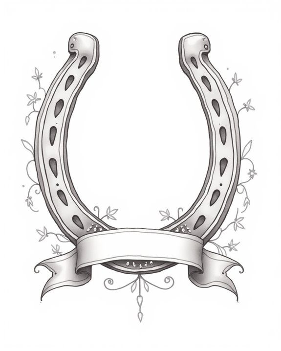vintage horseshoe dagger tattoo