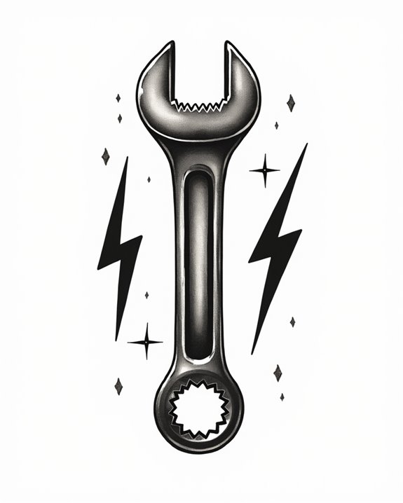 vintage industrial lightning tattoo