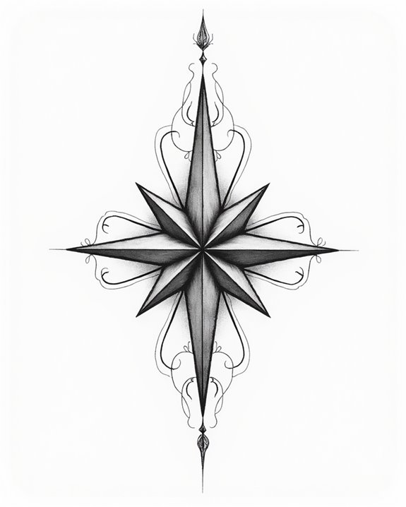 vintage inspired geometric star tattoos