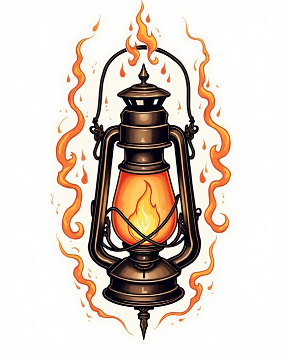 vintage lantern flickering flames