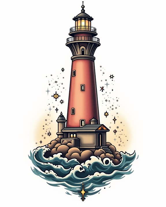 vintage lighthouse tattoo design
