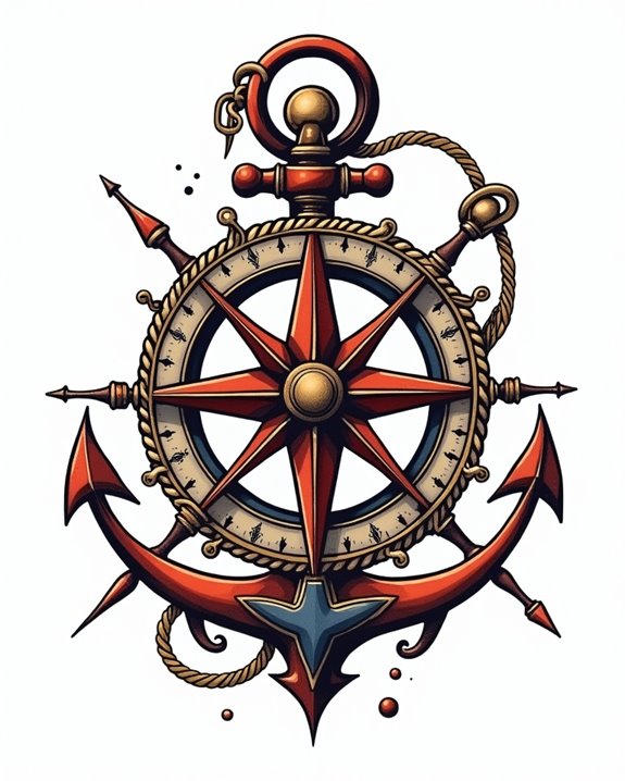 vintage maritime navigation symbol