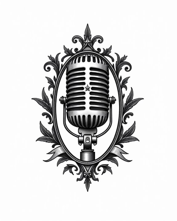 vintage microphone tattoo design
