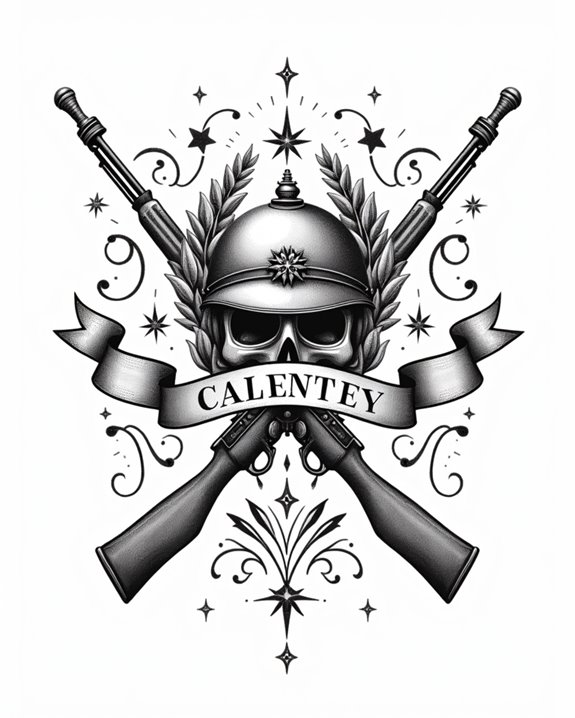 vintage military helmet tattoo
