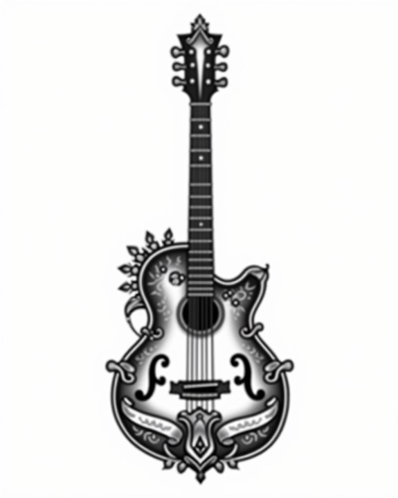 vintage minimalist guitar sketch