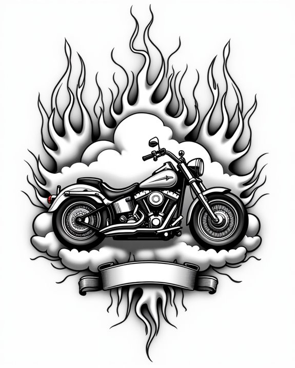 vintage motorcycle flame design