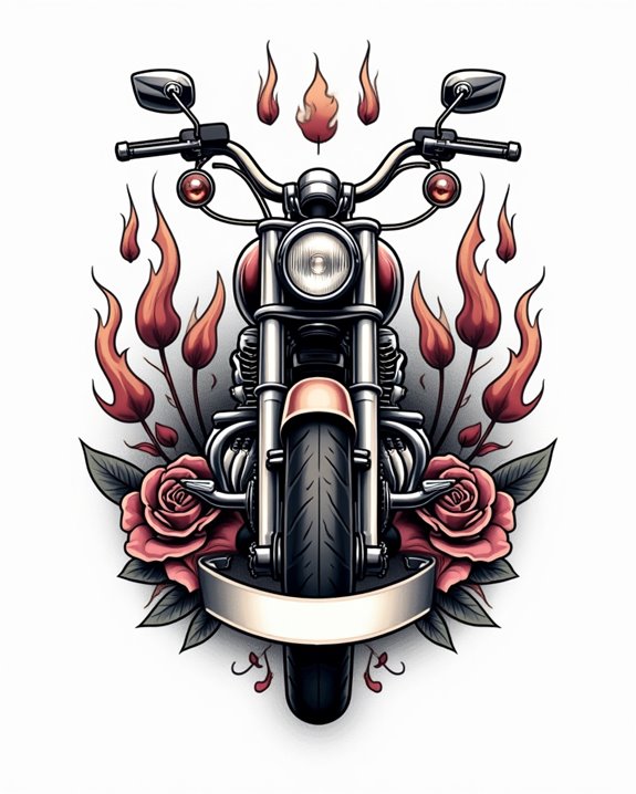vintage motorcycle pin up duo