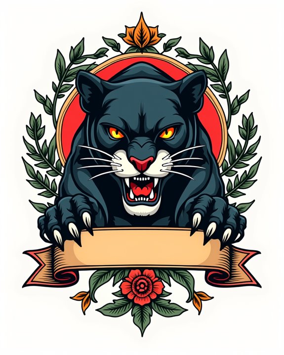 vintage panther tattoo design
