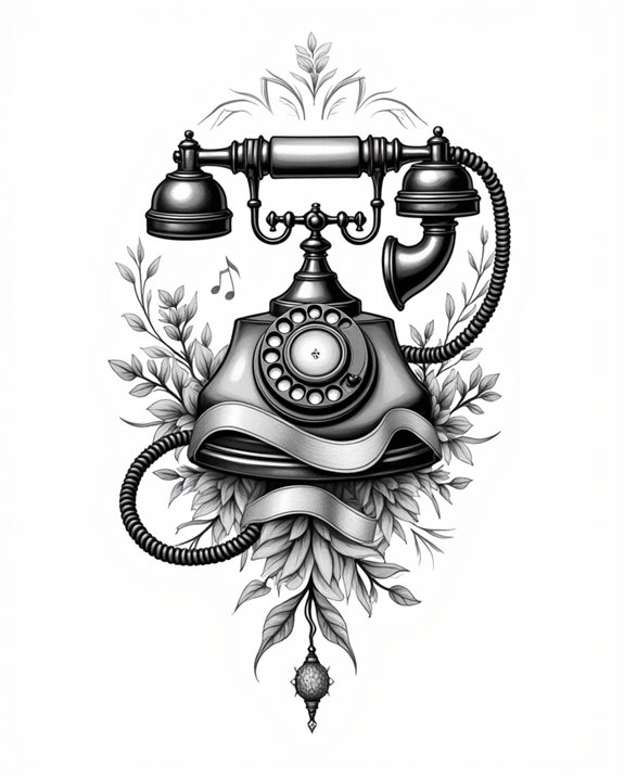 vintage phone with ribbon