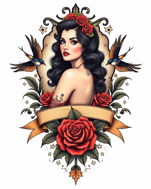 vintage pinup with cat