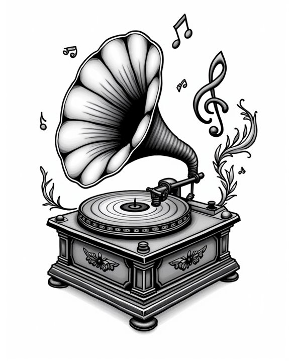 vintage record player tattoo