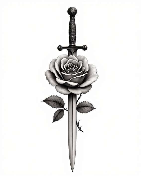 vintage rose dagger symbolism