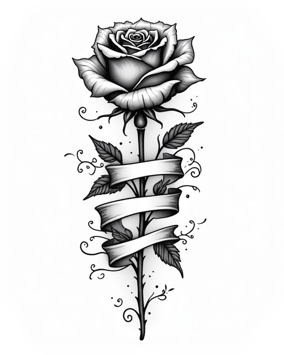 vintage rose with banner