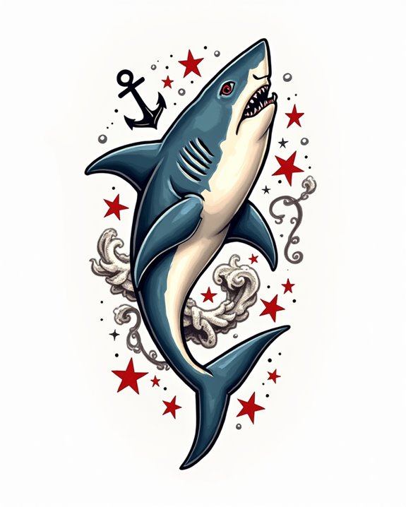 vintage shark tattoo art
