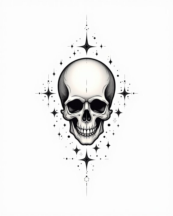 vintage skull with stars