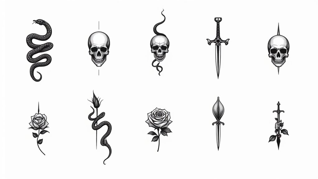 vintage snake skull tattoos
