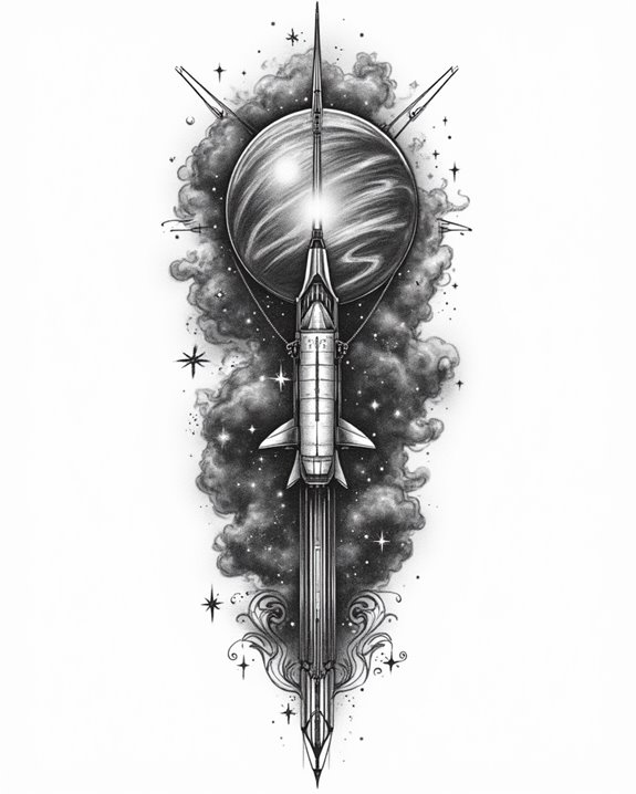 vintage spacecraft in galaxy