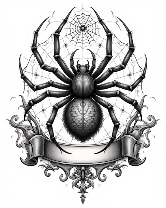 vintage spider climbing tattoo