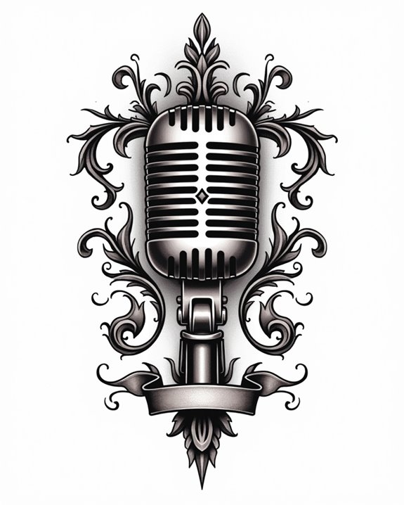 vintage style microphone tattoo design