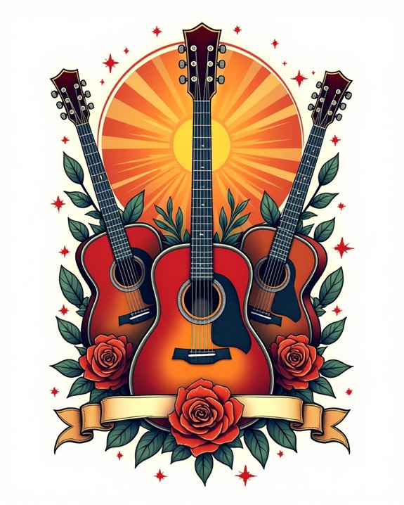 vintage sunburst guitar imagery