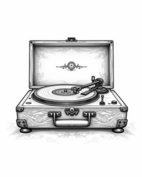 vintage turntable inspired ink