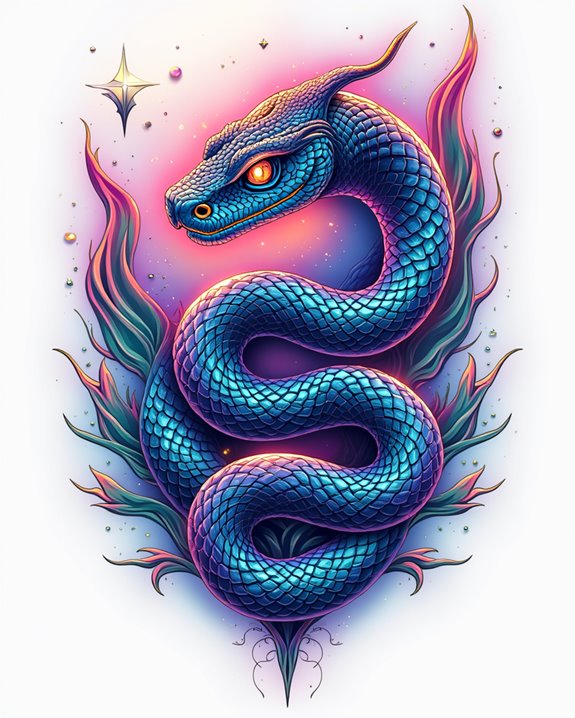 vivid energetic snake tattoo