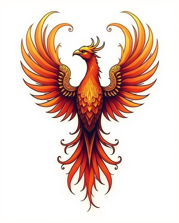 vivid futuristic phoenix tattoo