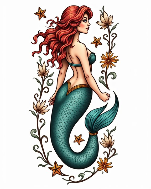 vivid mermaid fishnet tattoo