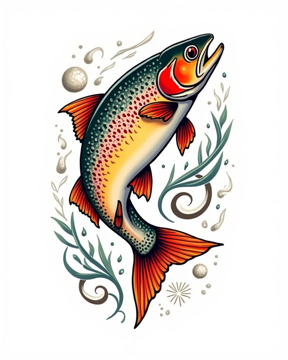 vivid rainbow trout tattoo