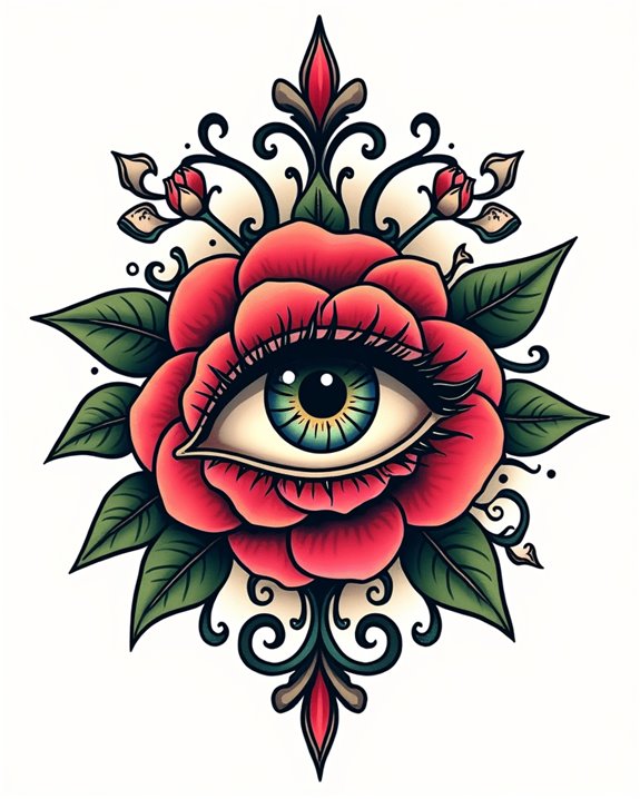 vivid rose eye tattoo