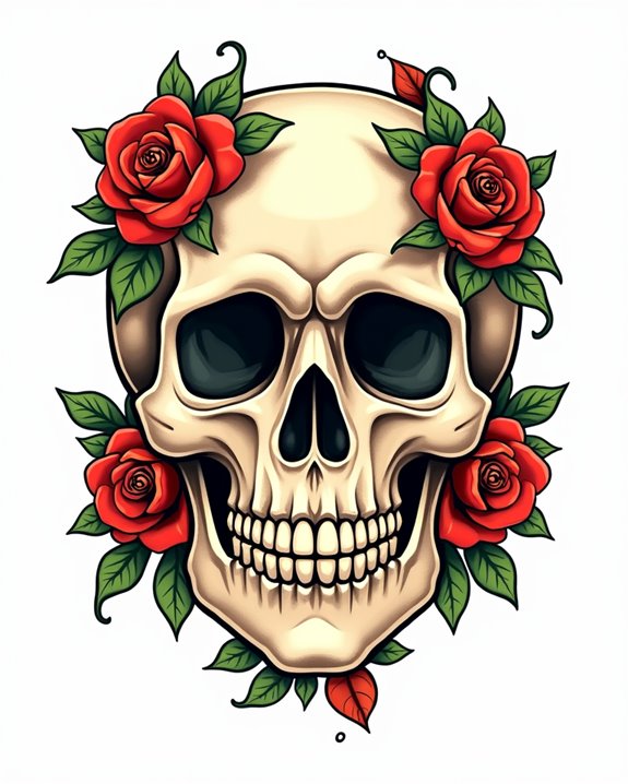 vivid skull floral symbolism