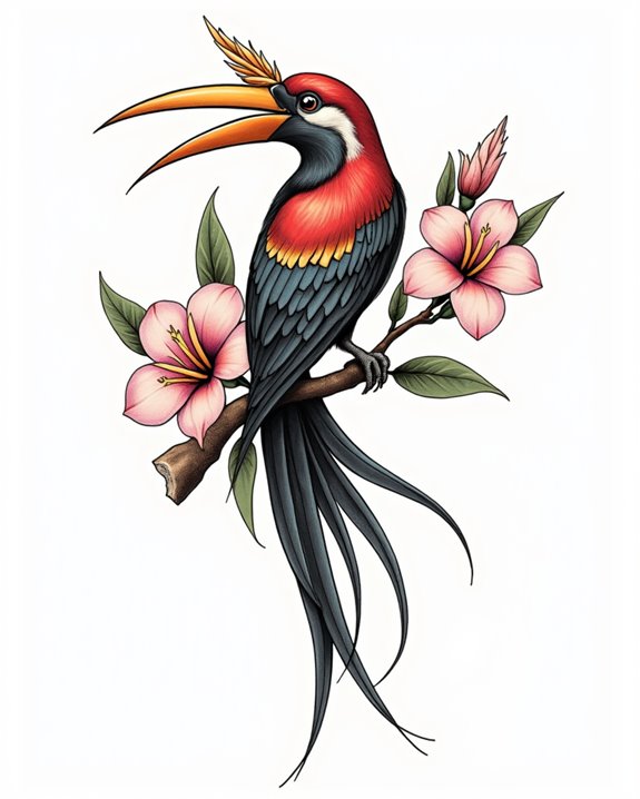 vivid tropical flower tattoo