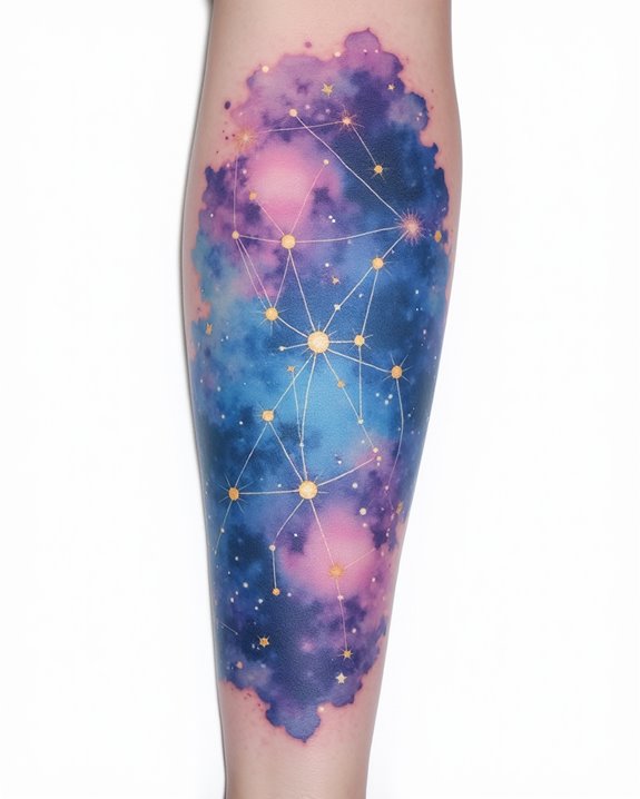 vivid watercolor cosmic scene