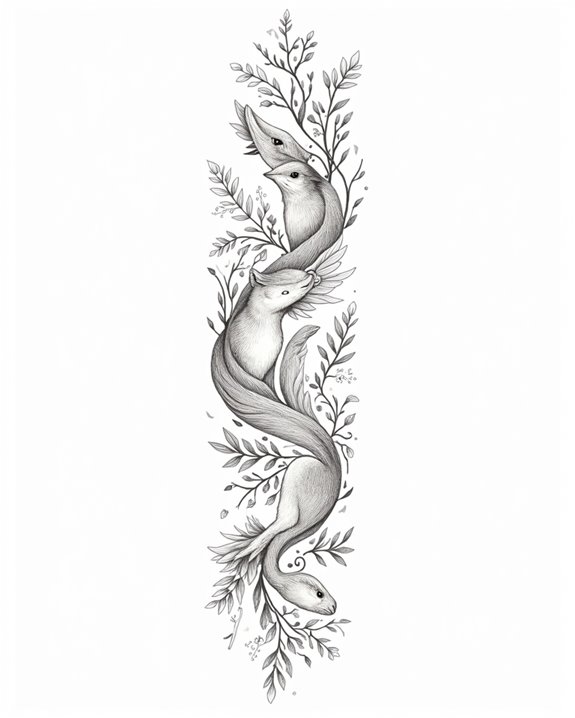 whimsical animal silhouettes tattoos