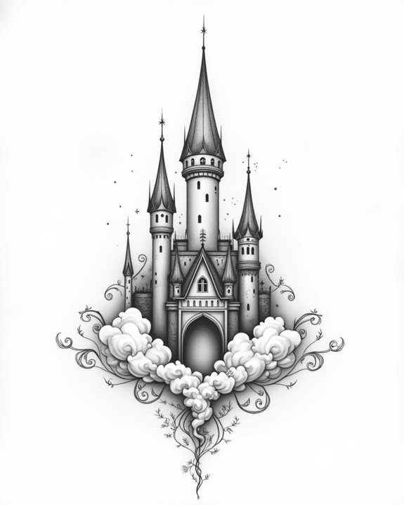 whimsical castle and stars