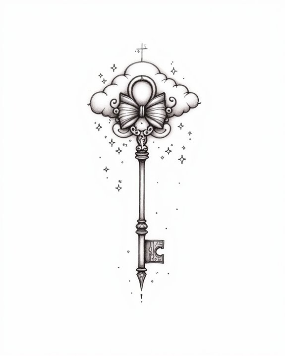 whimsical cloud key tattoo