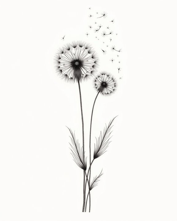 whimsical dandelion wish tattoo