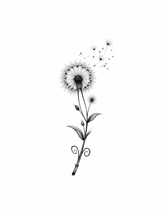 whimsical dandelion wish tattoos