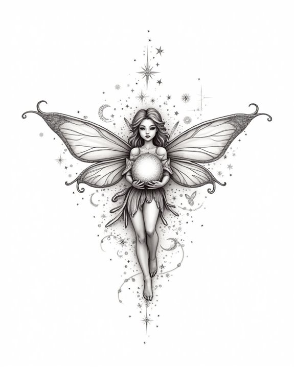 whimsical fairy holding balloon