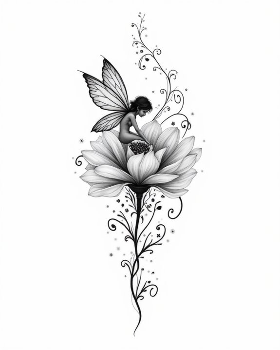whimsical fairy on petal