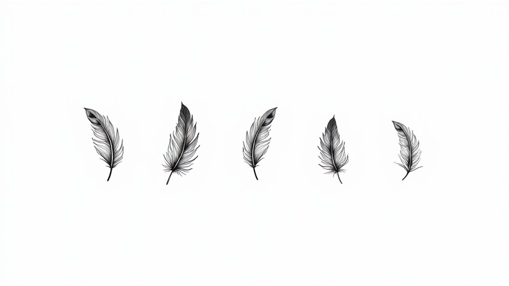 whimsical feather arm tattoos