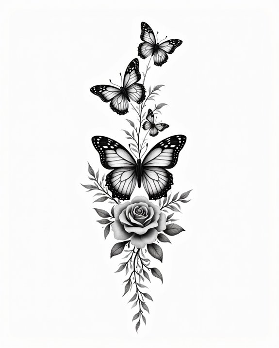 whimsical floral butterfly tattoos