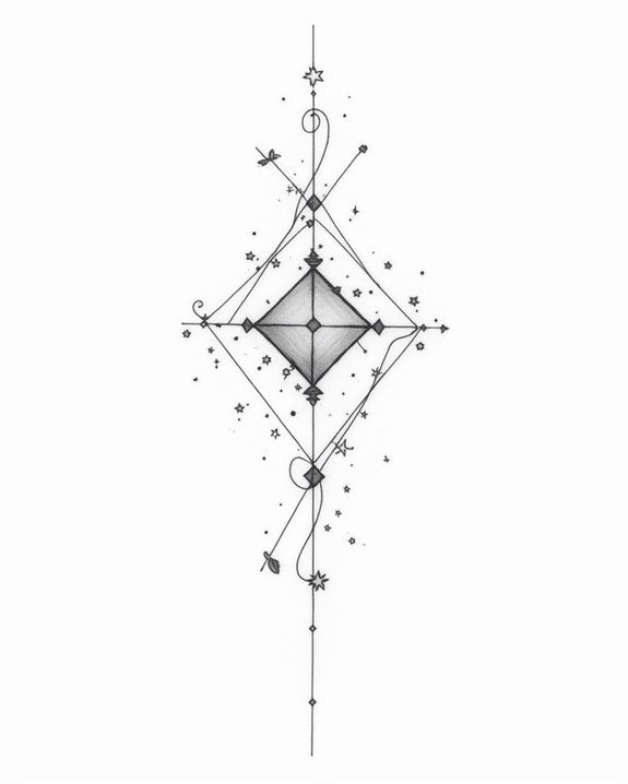 whimsical geometric tattoo design