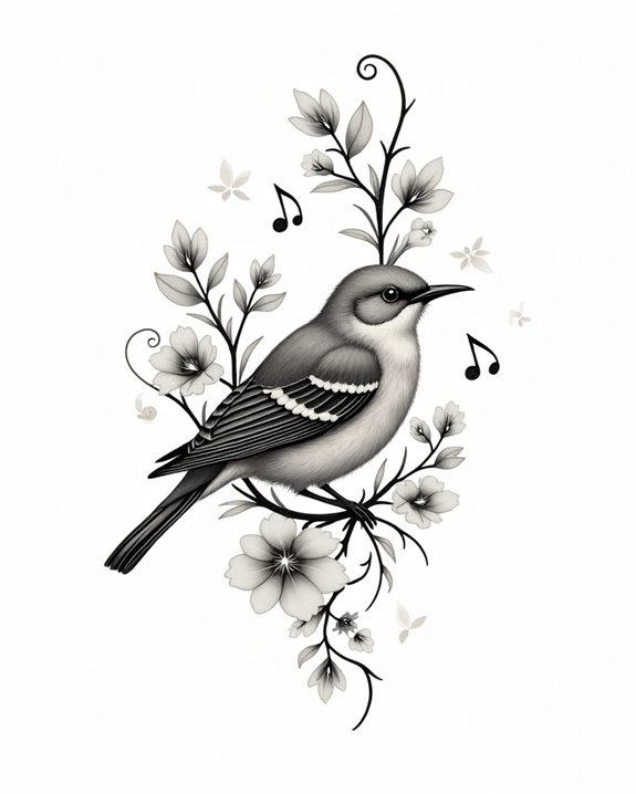 whimsical nightingale with notes