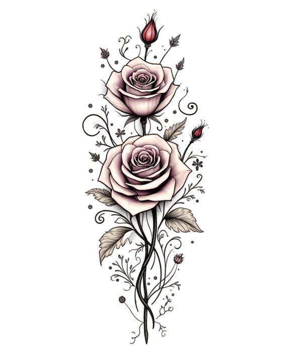 whimsical roaring rose tattoos