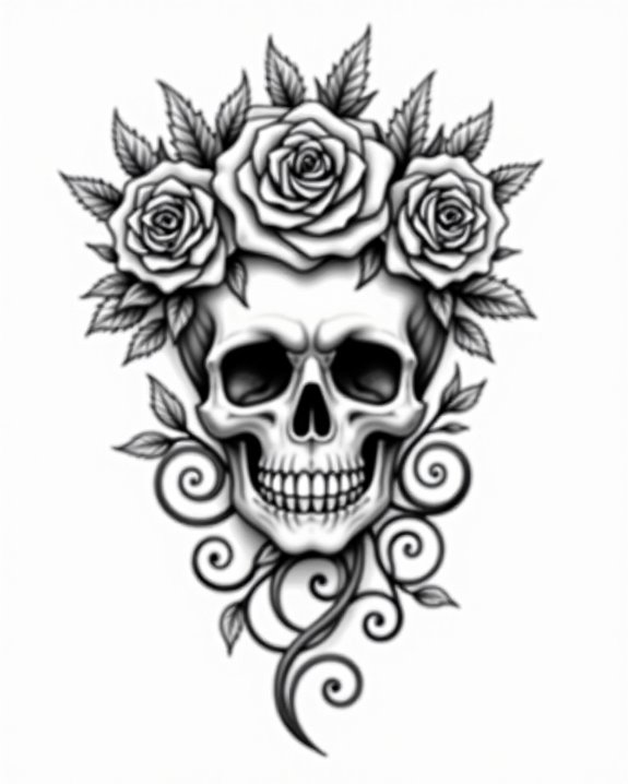 whimsical skull rose crown