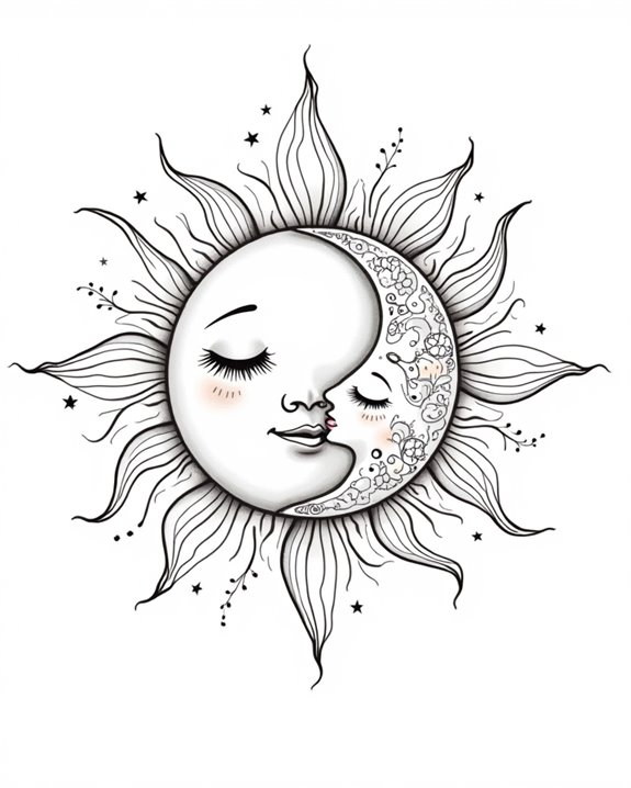 whimsical sun and moon